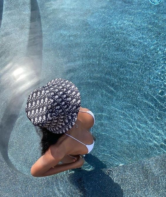 C.D. Black & navy pattern bucket hat